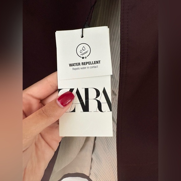 ZARA ZW Collection Water-Repellent burgundy Trench Coat – Size Medium - Picture 8 of 14